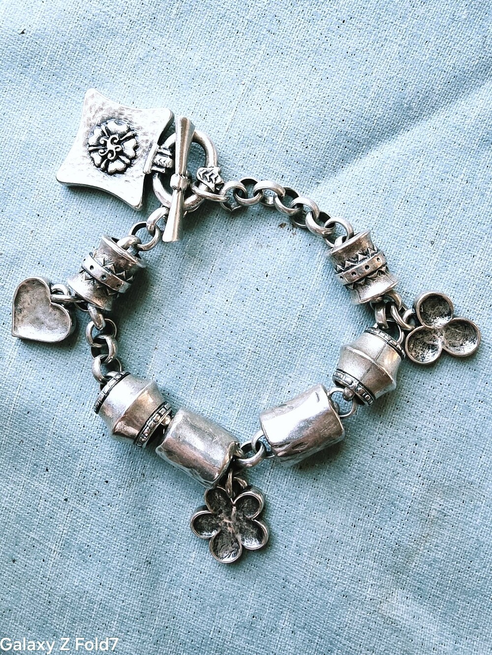 Medieval Israeli Artisan chunky t-bar clasp Charm Bracelet